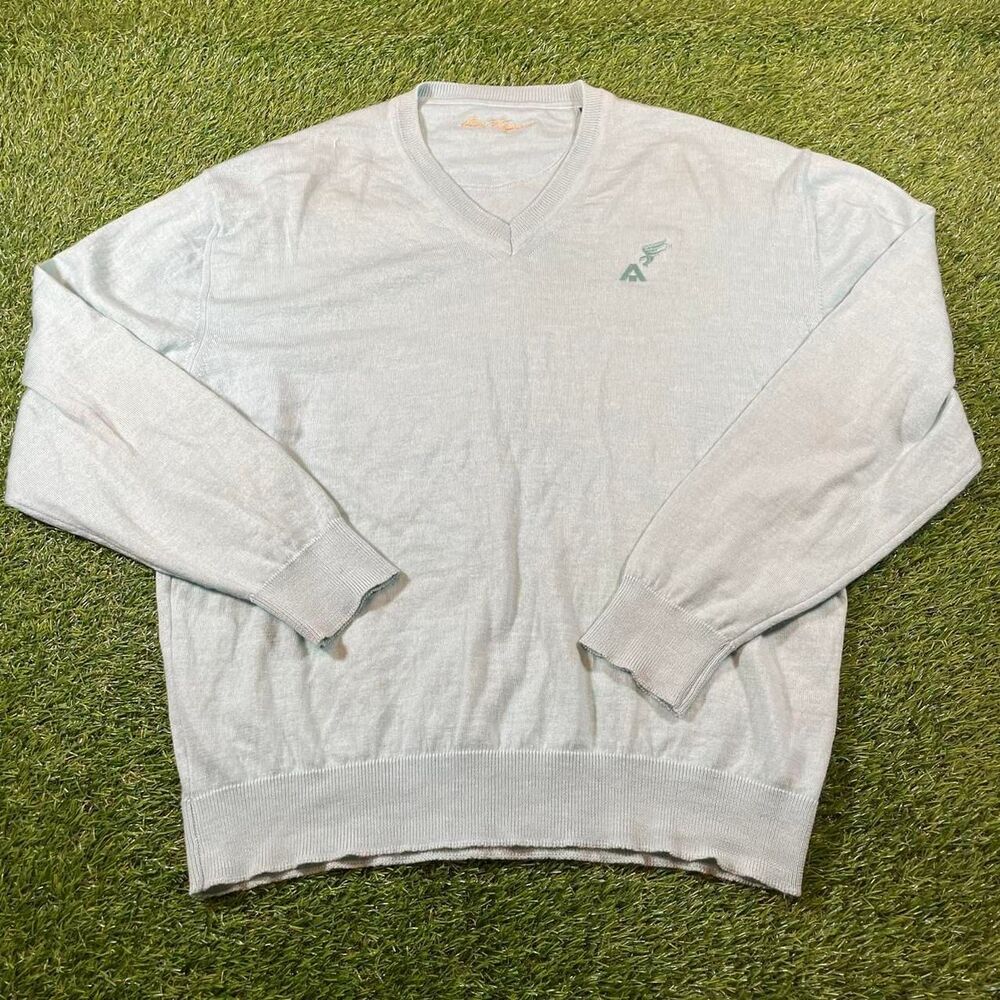 Ben Hogan light blue Italian merino wool v-neck sweater size L made in Italy